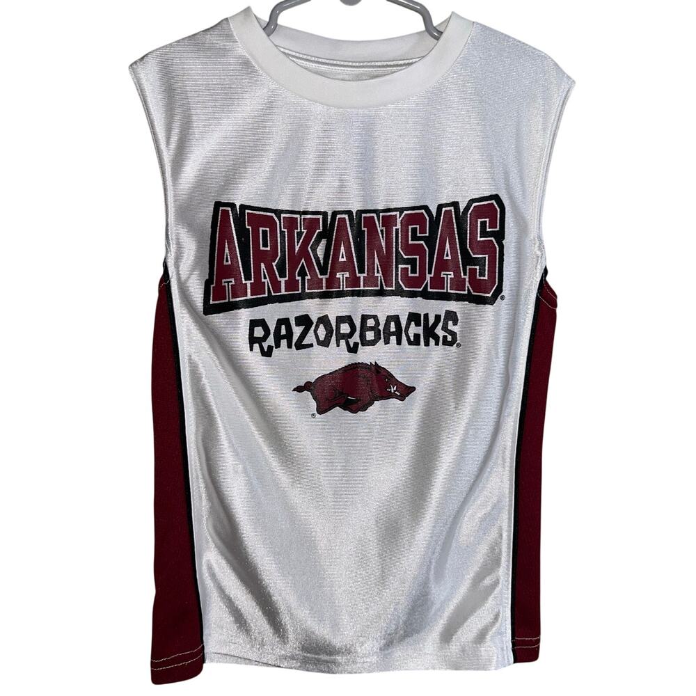 NCAA by KA Inc Kids Arkansas Razorbacks Sleeveless White Red Jersey Size 4